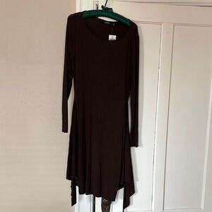Ralph Lauren Chocolate Brown Long Sleeve Asymmetric Hem Dress, Size 4, NWT